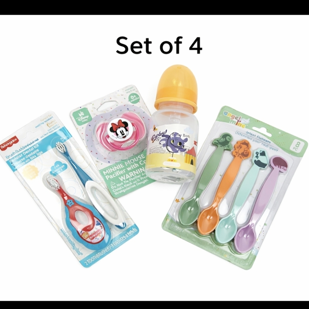 Baby Feeding Kit 4pc Bottle Spoon Pacifier Toothbrush Infant Set